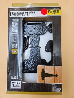 Everbilt Gate Tee Hinge Latch Set, Self Closing Double Swing in Antique Black - Image 1 of 4