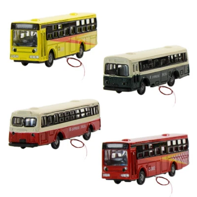 4pcs N Scale 1:160 Model Lighted Buses Alloy Bus 12V LEDs Building Layout - Image 1 of 4