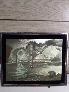 New Manifestations Golden Gate Bridge San Francisco Skyline Gold Foil Art - Picture 1 of 8