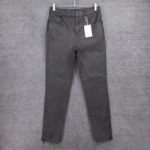 Ted Baker Womens 32 Black Satin Stretch Skinny Jean Ankle Zip High Rise - Picture 1 of 18