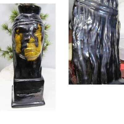 Unknown Drip Glaze Pottery Figural Face Jug? Bennington Rockingham Decanter? - Image 1 of 4