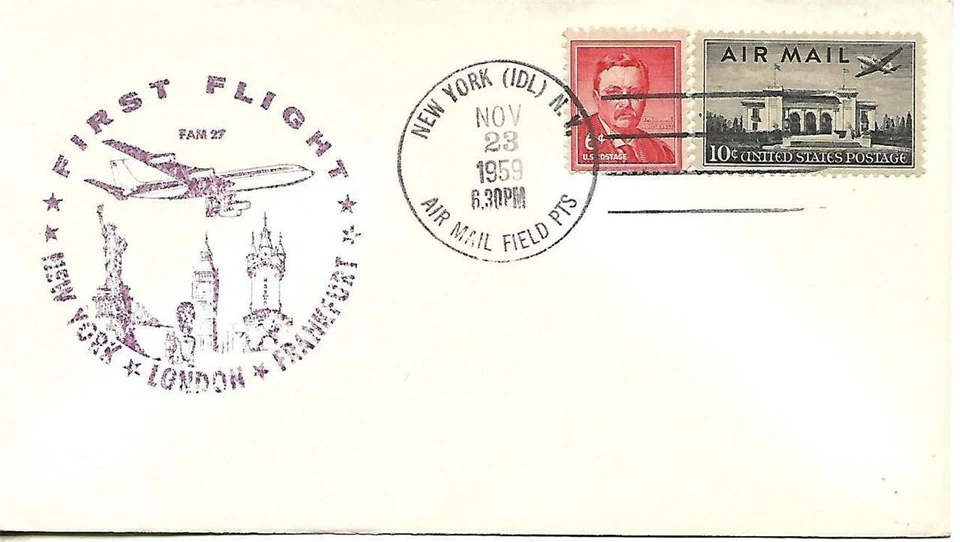 First Jet Airmail Flight New York AMF - London England Nov 23 1959 AAMC#J340f - Image 1 of 1