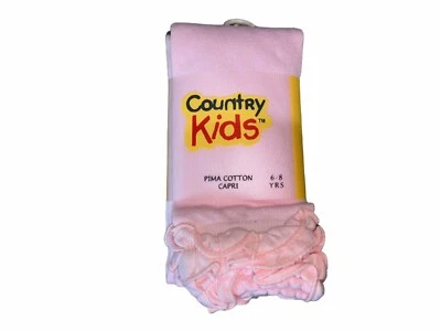 Country Kids Girls'  Ruffle Pima Capri Footless Tights 6-8 years NEW WITH TAGS  - Image 1 of 3