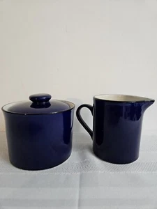 Gibson Sugar Bowl and Creamer Set Cobalt Blue SB 4"H x 4"W-C 5"L x 4.5"H - Picture 1 of 7