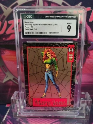 1994 Fleer Amazing Spider-Man 1st Edition Mary Jane Gold Web #2 CGC Grade 9 MINT - Image 1 of 2
