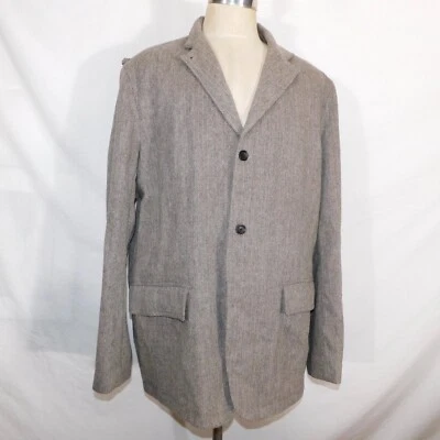 Banana Republic Mens XXL Sport Coat Jacket Blazer Herringbone Grey Wool Blend - Image 1 of 4