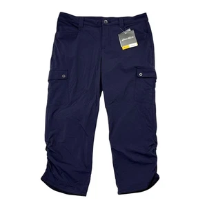 Eddie Bauer Capris Womens Size 8 Travex Flexion Blue Cargo Crop Pants Hiking NEW - Picture 1 of 9