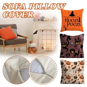 Halloween Horror Pumpkin Ghost Cartoon Cushion Cover Pillow Case Sofa Home-Decor - Picture 1 of 16