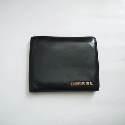 Diesel Men Vhtf Retro Genuine Leather Bifold Wallet Black Luxury Compact Classic - Image 1 of 4