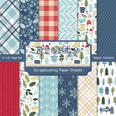 24Pcs 6'' Christmas Holly Snowflakes Paper Pad Scrapbooking Journal Card Crafts - Image 1 of 4