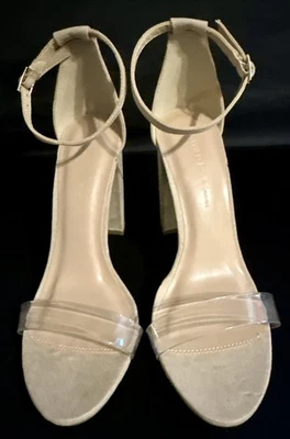 Wild Diva Morris Natural Transparente Puntera Abierta Correa de Tobillo Tacones Talla 7 1/2 Nuevo Sin Caja  Foto 1 de 4