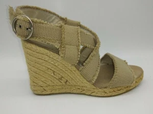 Bettye Muller Tan Wedge Espadrille Slingback Fray Strappy Sandals 37 US 7 Casual - Bild 1 von 10