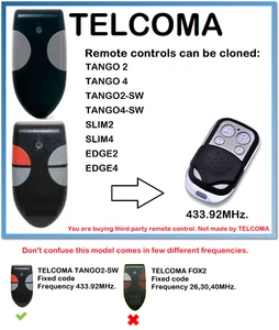 Telcoma TANGO2-SW, Telcoma TANGO4-SW Telecomando Duplicatore 433.92MHz - Foto 1 di 9