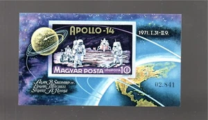 Hungary 1971 IMPERVED sheet Space/Apollo 14 stamps (Michel Block 80 B) MNH - Picture 1 of 1