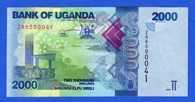 Uganda 2000 Shillings 2021  P-50(new)  UNC Replacement Banknote - Prefix Z - Image 1 of 3