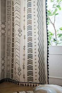 Linen Set of 2 Panels Pompon Semi Sheer Light Filtering Curtain 59 W x 86 L - Picture 1 of 9