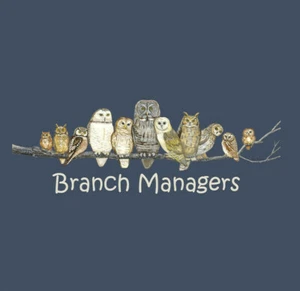 Birds T-Shirt S M L 2XL Unisex Bird Branch Managers NWT Cotton Blue - Picture 1 of 3