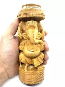 GANESHA GANESH GANPATI 6 ZOLL GROSSE HOLZSTATUE SELTEN SCHÖN GESEGNETER HINDUISTISCHER GOTT - Bild 1 von 6
