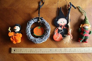 Vintage Halloween Lot Russ Wreath Jack O Lantern Ruth Moorehead Witch Yarn Elf - Picture 1 of 10