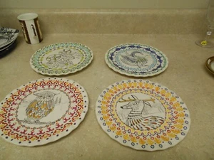 Set 4 Anthropologie Tula Earthenware Forest Fable Salad Plates 8 1/4" - Picture 1 of 5