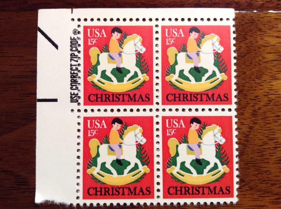  Scott # 1769 15c 1978 Christmas: Horse/Child 'Zip' Block XF/S M/NH - Image 1 of 1