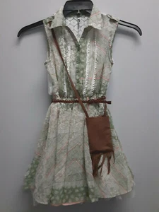 Beautees Crinoline Dress with Matching Fringe Purse and Braided Belt, Green - Picture 1 of 1