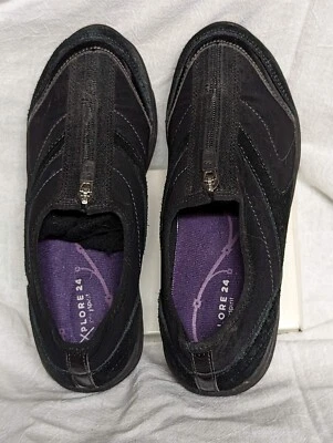 Easy Spirit Explore 24 ladies sz. 6.5 Shoes Zip Slip-On Black Suede Accents 6.5 - Image 1 of 4