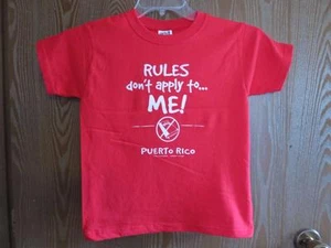 NEW- Rules Don't Apply to... Me! Puerto Rico Youth S Small Anvil Red Shirt - Picture 1 of 4