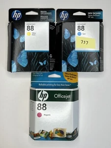HP Officejet Pro 88 Magenta,Yellow,Cyan Cartridges Exp.2011/17 New Sealed. - Picture 1 of 2