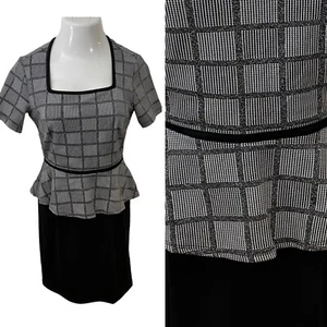 Enfocus Studio Peplum Dress Womens Sz 10 Black Short Sleeve Office Corpcore Work - Picture 1 of 12