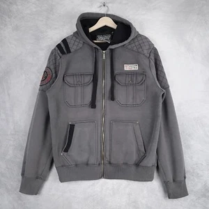 Affliction Hoodie Mens XL Gray Full Zip Fleece Lined Moto Utility Skull Y2K - Picture 1 of 24