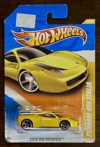 2010 Hot Wheels #34 New Models FERRARI 458 ITALIA Yellow - Picture 1 of 2