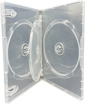 1 x 3 Way CD/DVD Multi-case Super Clear 14 mm Spine Transparent Cases - Image 1 of 4