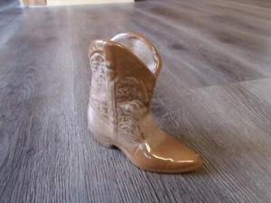 VINTAGE BRAUN FRANKOMA KERAMIK COWBOY WESTERN STIEFEL 4 1/2 ZOLL HOCH #1 - Bild 1 von 3