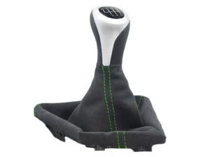 POMELLO PER BMW F30 F31 CUFFIA LEVA CAMBIO ALCANTARA NERO FILO VERDE + TELAIO - Foto 1 di 4