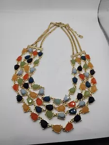 Vintage Multistrand Statement Halskette Talbots mehrfarbig goldton 18 Zoll + 2,5 Zoll - Bild 1 von 12