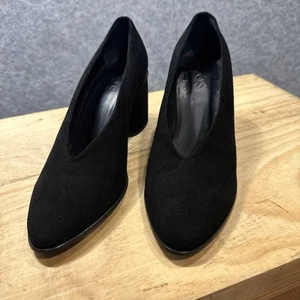 COS Damenschuhe 70er Jahre V-Schnitt Pumps Wildleder Blockabsatz US 9 / EU 39 / UK 6 - Bild 1 von 23
