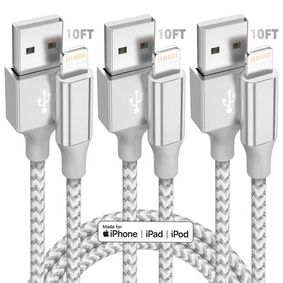 iPhone Charger Apple MFi Certified 3pack 10FT Long Lightning Cable Fast Charg... - Image 1 of 4