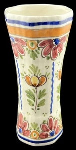 Vintage Delft Holland Pottery Vase Red & Yellow Flowers Hand Painted 5.25" - Picture 1 of 4