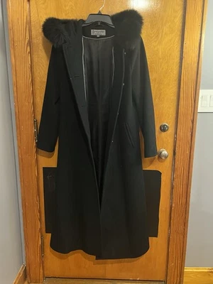 Forecaster of Boston Platinum Women's Size 12 Black Wool Ptp 22” Long Coat - Image 1 of 4