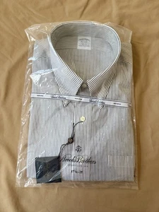 Brooks Brothers Striped Button Down Shirt 17 1/2 - 35 Slim Fit Stretch Brand New - Picture 1 of 8