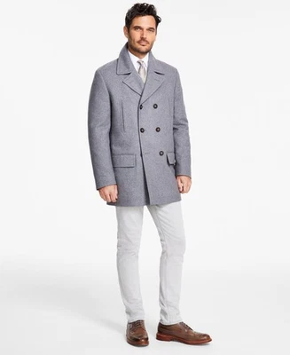 Abrigo Chaquetón Michael Kors Para Hombre Calce Clásico Doble Pecho 38 R Gris Sólido Foto 1 de 2