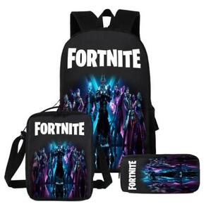 3PCS/SET Fortnite Gamer Backpack Shoulder bag Pencil Case School Bag Xmas Gift