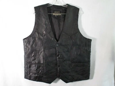 Chaleco Legacy Chaleco de Cuero Aspecto Retazos Moto Forrado Talla 2XL Foto 1 de 4