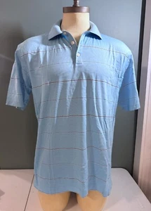 Nike Golf Polo Shirt Mens Large Baby Blue White Striped Cotton Y2K - Picture 1 of 10