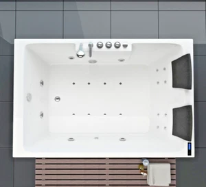 Luxus LED Whirlpool Badewanne SET 180x120cm +Heizung+Hydrojets+Ozon +Radio 2024 - Bild 1 von 5