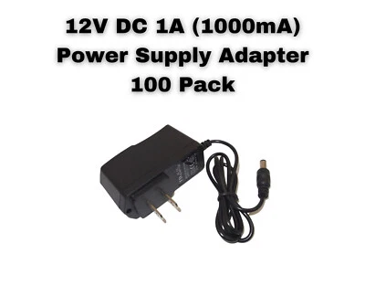 12V DC 1A 1000 mA Multipurpose Power Supply Adapter for 12V Electronics -100 PCS - Image 1 of 4
