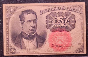 Fractional Currency #1264 10 Cent 5th Issue RED SEAL/LONG KEY - Picture 1 of 2