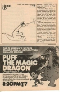 Puff the Magic Dragon 1978 Print Ad Clipping Page TV Cartoon Peter Paul and Mary - Bild 1 von 2
