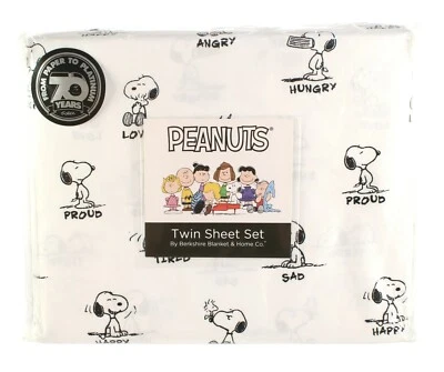BERKSHIRE PEANUTS SNOOPY MOODS TWIN JUEGO DE SÁBANAS DE 3 PIEZAS NUEVO REGALO FELIZ AMOR  Foto 1 de 4